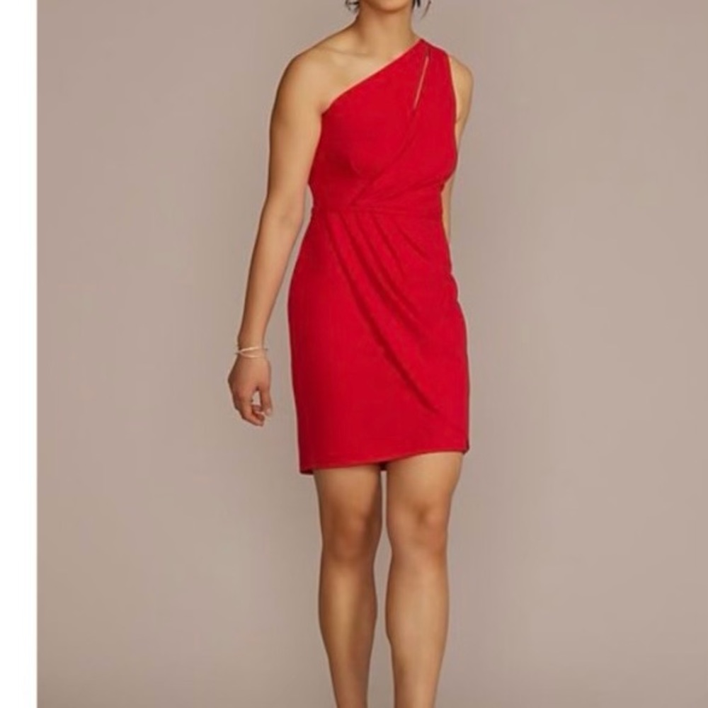 NWT DB STUDIO one shoulder mini dress with bodice cutout size 14  watermelon